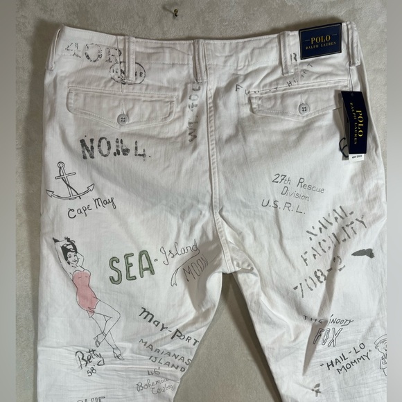 Deadstock NWT Polo Ralph Lauren 32W GI Pant Limited Run Army Pinup Graphic Print - Picture 10 of 16
